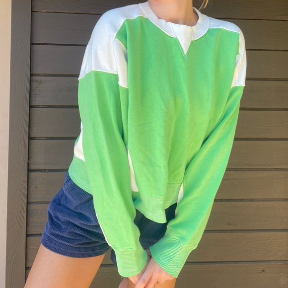 Free People Intercept Colorblock Pullover Green - Picture 1 of 9